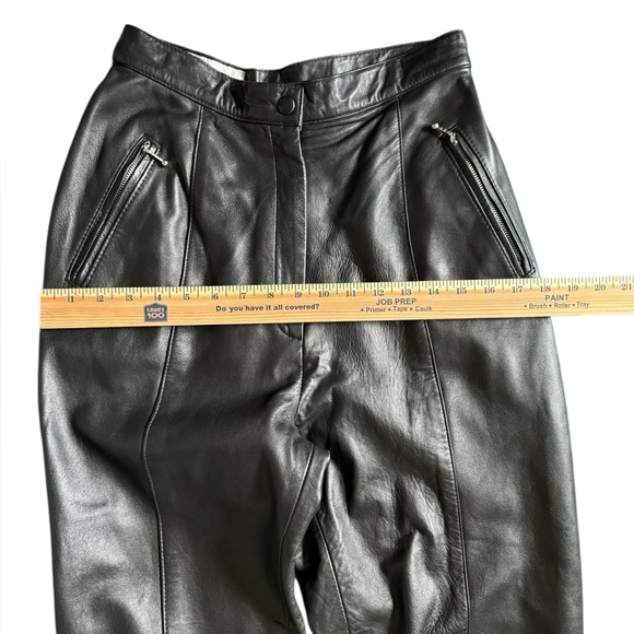 Vintage Cedars Black Leather Stirrup Pants Ankle Zip‎ High Waist Size 10 - Picture 6 of 16